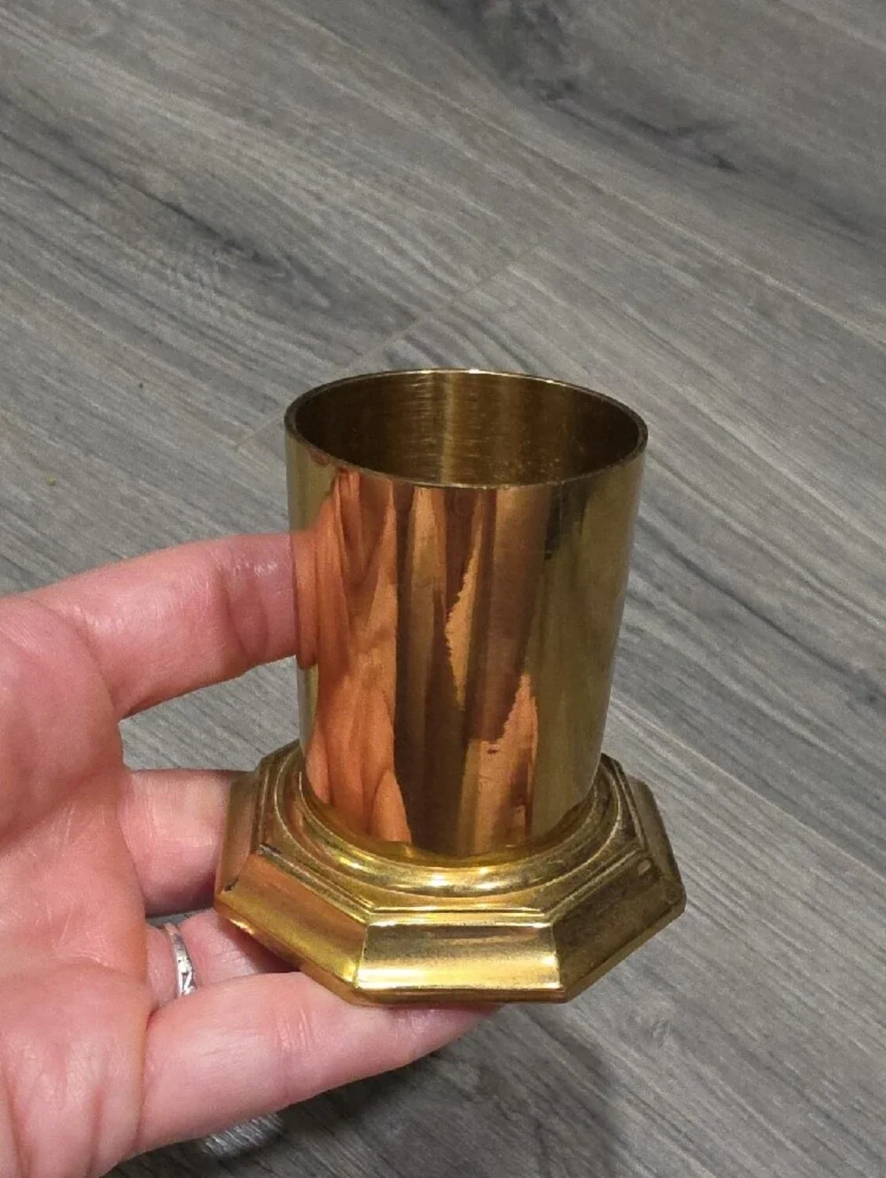 Brass Vintage Octagonal Base Tumbler Holder